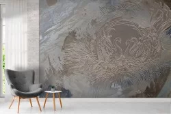 Wallpaper detail vintage plaster animals swans