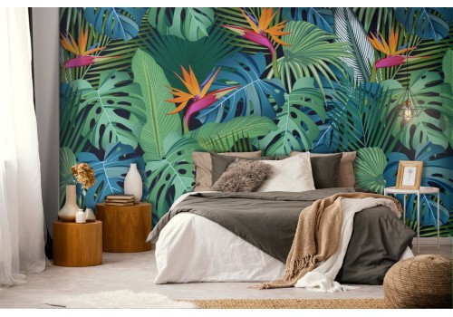 Tropical leaves nature modern pattern wallpaper.