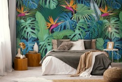 Tropical leaves nature modern pattern wallpaper.