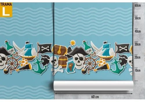 Pirate and wave children's wallpaper. 2