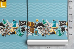 Pirate and wave children's wallpaper.