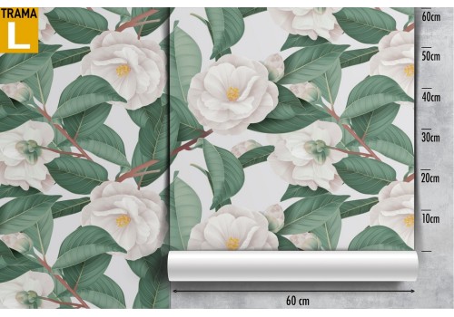 White flowers and nature leaves pattern wallpaper. 2