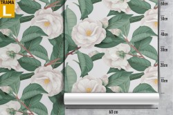 White flowers and nature leaves pattern wallpaper.