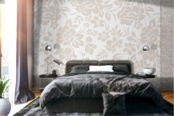 Wallpaper with refined stylized flowers in antique white nature.