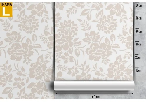 Wallpaper with refined stylized flowers in antique white nature. 2