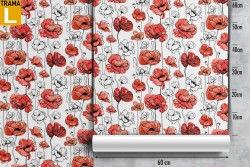 Carta da Parati fiori rossi papaveri pattern natura.