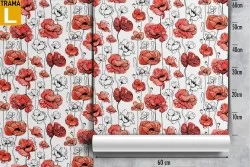 Carta da Parati fiori rossi papaveri pattern natura.