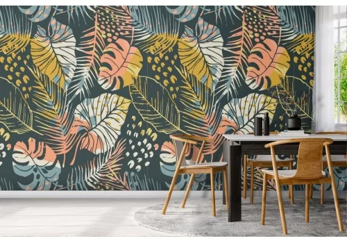 Carta da Parati foglie tropicali astratte pattern natura.