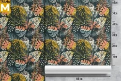 Carta da Parati Astratta Foglie Tropicale