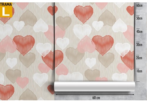 Carta da Parati decorazione cuori rossi moderna pattern. 2