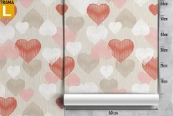 Wallpaper decoration modern red hearts pattern.