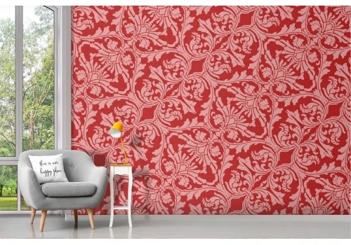 Red vintage damask wallpaper.
