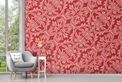 Vintage red damask wallpaper.