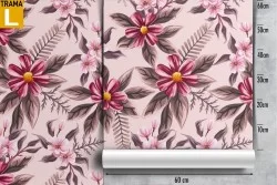 Pink flowers wallpaper abstract decoration pattern.