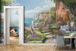 Wallpaper Paintings and Watercolors City Flowers