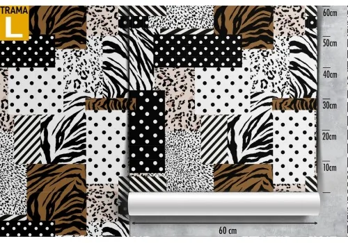 Carta da Parati pattern design astratto foglie e puntini a pois. 2