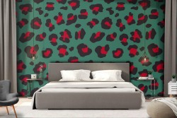 Vintage camo wallpaper pattern green and red.