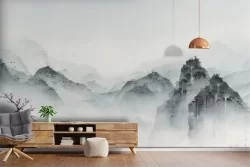 Carta da Parati Orientale e Zen Dipinti e Acquerelli Montagna Natura