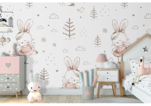 Bunny wallpaper children's decoration.