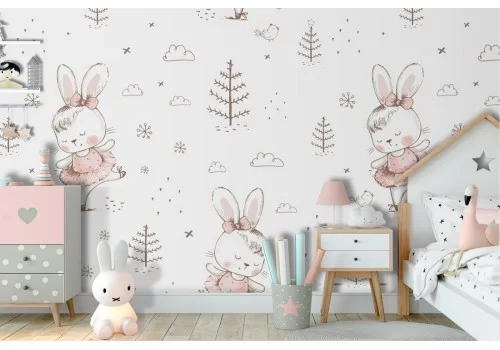 Carta da Parati coniglietti decorazione bambini.