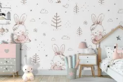 Carta da Parati coniglietti decorazione bambini.