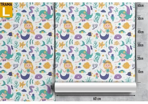 Carta da Parati sirenette decorazione fantasy bambini. 2