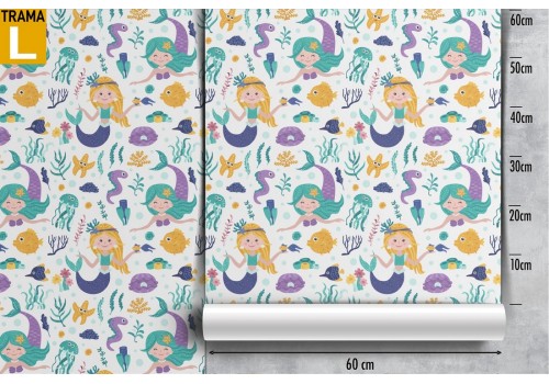Mermaid wallpaper fantasy decoration for children. 2