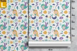 Carta da Parati sirenette decorazione fantasy bambini.