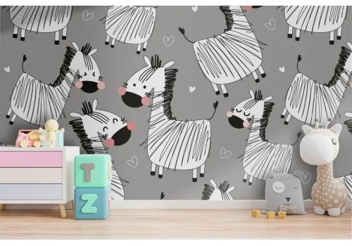 Zebra animal wallpaper children's decoration.