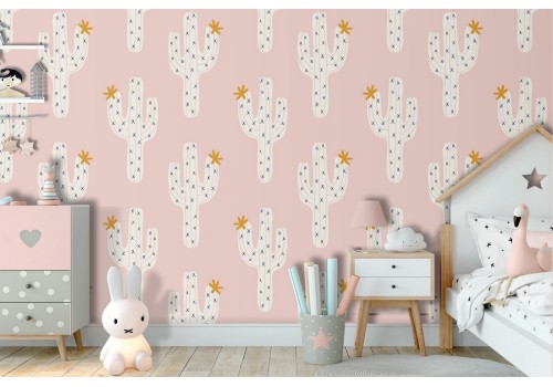 Wallpaper decoration stylized cactus for children.