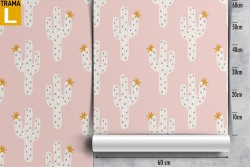 Carta da Parati decorazione cactus stilizzati bambini.
