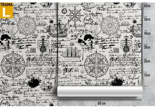 Pirate writings and symbols wallpaper decoration for children. 2