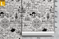 Pirate writings and symbols wallpaper decoration for children.