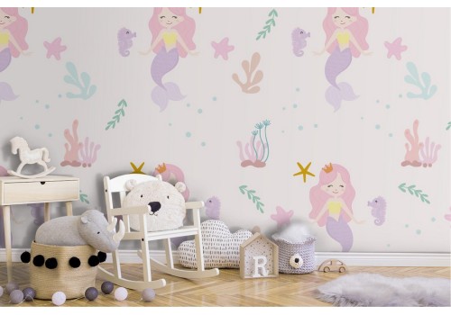 Carta da Parati sirenette decorazione bambini.