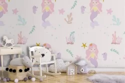 Carta da Parati sirenette decorazione bambini.