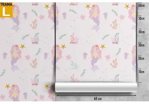 Carta da Parati sirenette decorazione bambini. 2