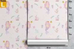 Mermaid wallpaper children's decoration.