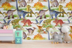 Dinosaur wallpaper children's animal decoration.
