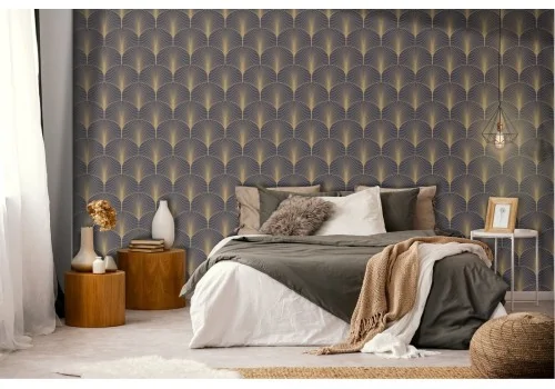 Art deco wallpaper with stylized vintage pattern.