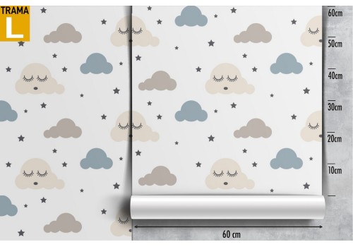 Wallpaper stars and clouds decoration for children. 2