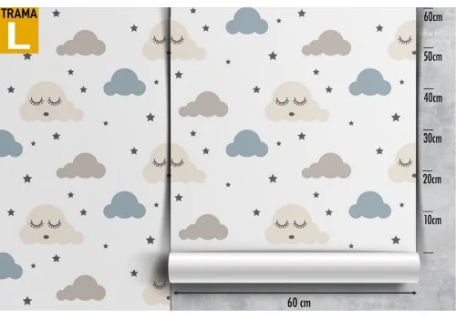 Wallpaper stars and clouds decoration for children. 2