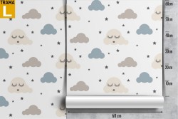 Wallpaper stars and clouds decoration for children.
