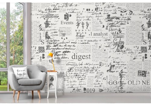 Wallpaper with modern pattern design writing.
