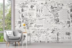 Wallpaper with modern pattern design writing.