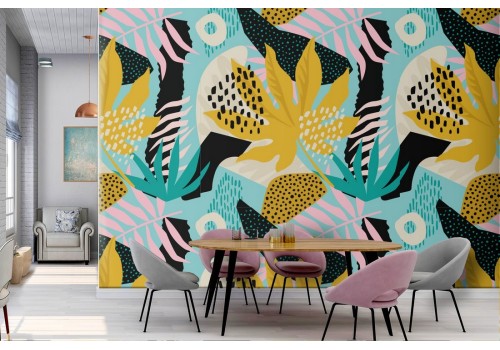 Abstract nature leaves wallpaper modern decoration.