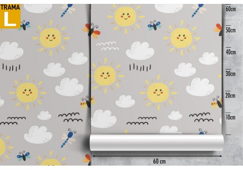 Sun and butterflies wallpaper nature decoration for children. 2