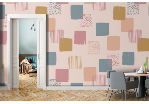 Geometric square pattern wallpaper decoration.