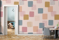 Geometric square pattern wallpaper decoration.