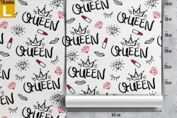 Wallpaper with QUEEN writing decoration for children.