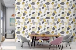 Carta da Parati foglie autunno stilizzate natura pattern.